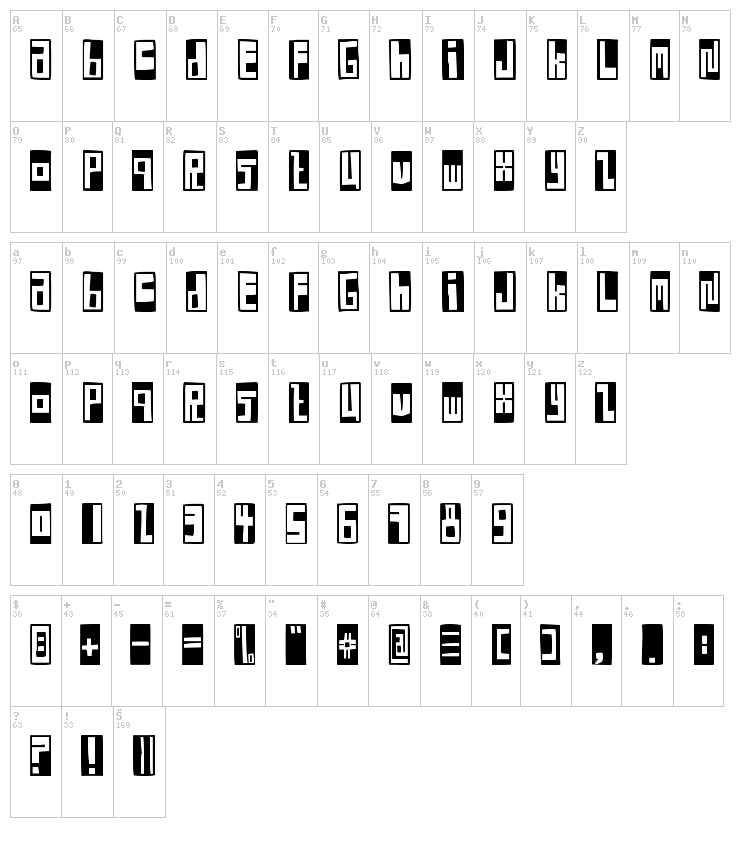 FE Box Font font map